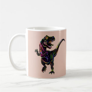 Neon Colored Tyrannosaurus Rex Dinosaurier Kaffeetasse