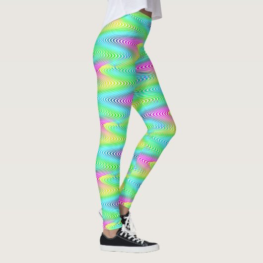 Neon Colored Waves Stripes nahtloses Muster Leggings (Rechts)