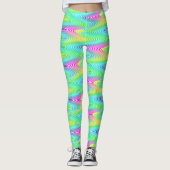 Neon Colored Waves Stripes nahtloses Muster Leggings (Vorderseite)