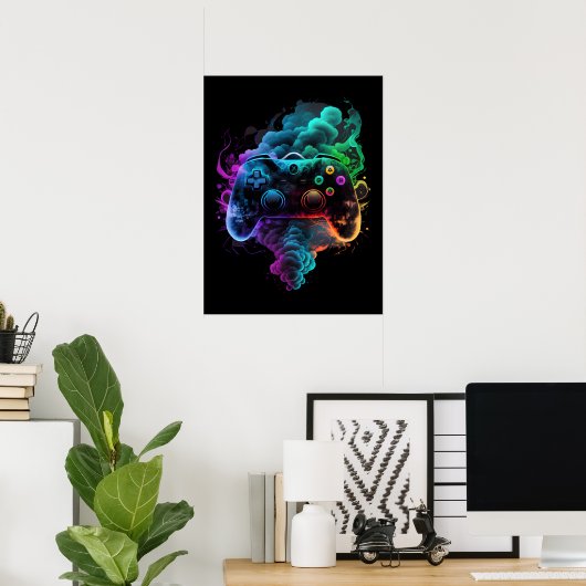 Neon Colorful Game Controller Poster (Heimbüro)