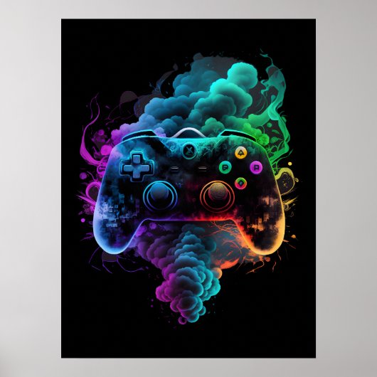 Neon Colorful Game Controller Poster (Vorne)