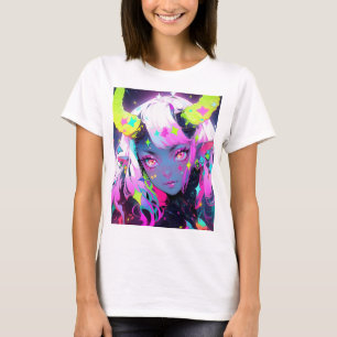 Neon Colorful Kawaii Demon Anime Girl T-Shirt