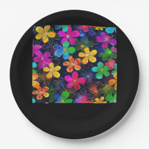 Neon Colorful Pattern - Whimsigoth Cotattcore Blu Pappteller