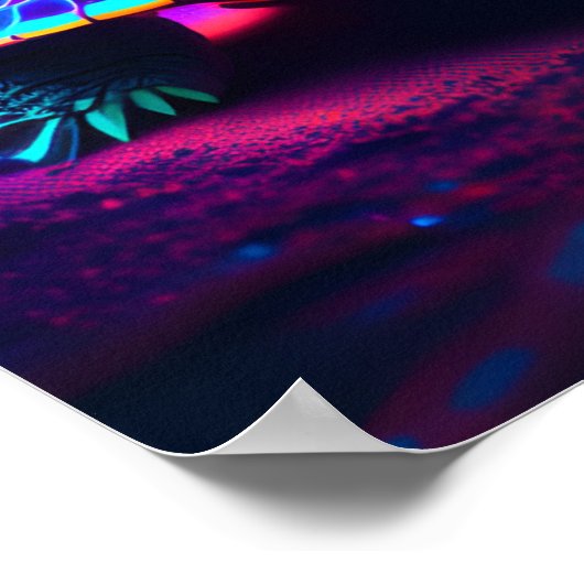 Neon Colorful Sea Turtle Poster (Ecke)