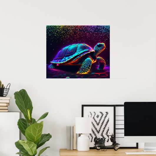 Neon Colorful Sea Turtle Poster (Heimbüro)