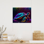 Neon Colorful Sea Turtle Poster (Küche)