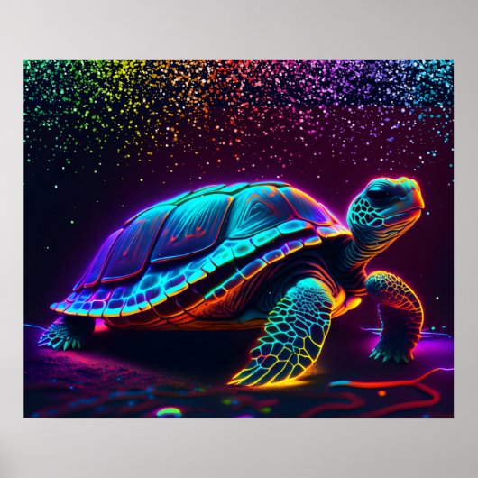 Neon Colorful Sea Turtle Poster (Vorne)
