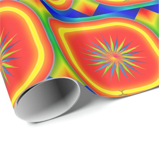 Neon Colors Diamonds Squares Blume Design 2 Geschenkpapier (Rolleneckpunkt)