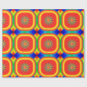 Neon Colors Diamonds Squares Blume Design Geschenkpapier (Flach)