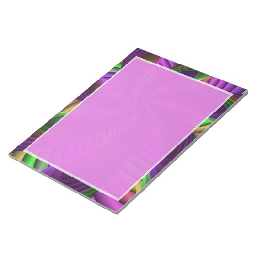 Neon Colors Flash Crazy Fraktal Muster Notizblock (angewinkelt)