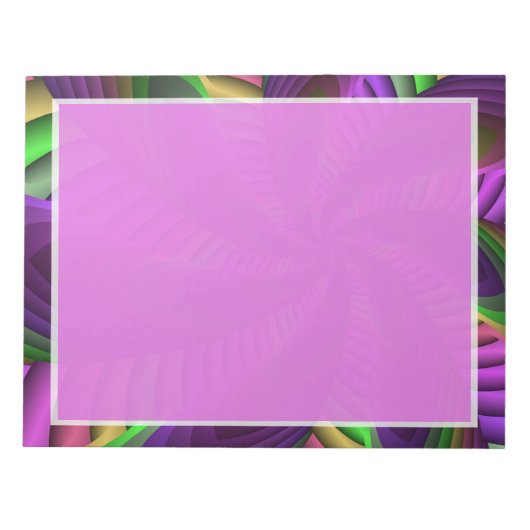 Neon Colors Flash Crazy Fraktal Muster Notizblock (Vorderseite)