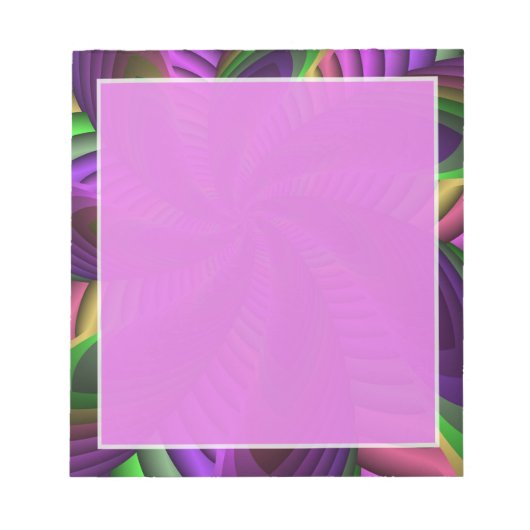 Neon Colors Flash Crazy Fraktal Muster Notizblock (Vorderseite)