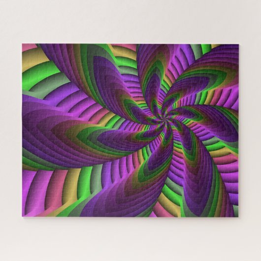 Neon Colors Flash Crazy Fraktal Muster Puzzle (Horizontal)