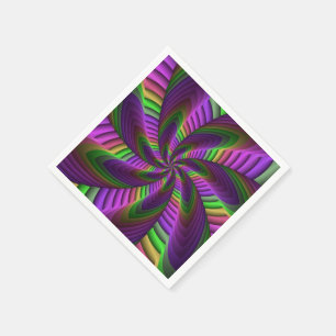 Neon Colors Flash Crazy Fraktal Muster Serviette