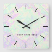 Neon Colors Gemstone Opal Textur Quadratische Wanduhr (Vorderseite)