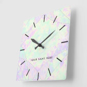 Neon Colors Gemstone Opal Textur Quadratische Wanduhr (Winkel)
