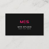 Neon Colors Initial auf Black | Rosa Monogramm Visitenkarte (Vorderseite)