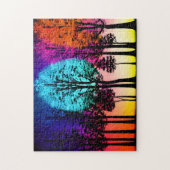 Neon Colors Invade Silhouette Black Trees Puzzle (Vertikal)