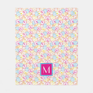 Neon Colors Pattern Monogramm Fleecedecke