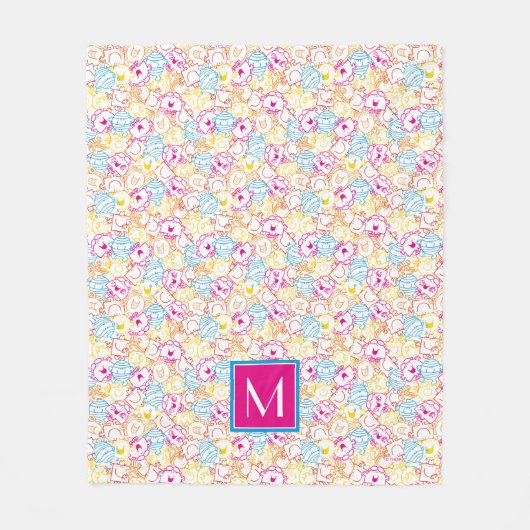 Neon Colors Pattern | Monogramm Fleecedecke (Vorderseite)