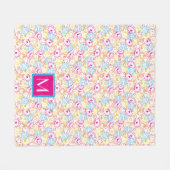 Neon Colors Pattern | Monogramm Fleecedecke (Vorderseite (Horizontal))