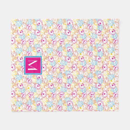 Neon Colors Pattern | Monogramm Fleecedecke (Vorderseite (Horizontal))