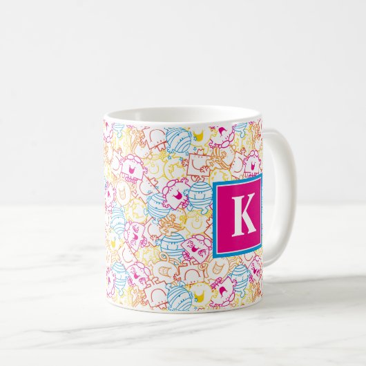 Neon Colors Pattern | Monogramm Kaffeetasse (VorderseiteRechts)