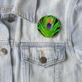 Neon Colors Peacock Feather Button (Beispiel)