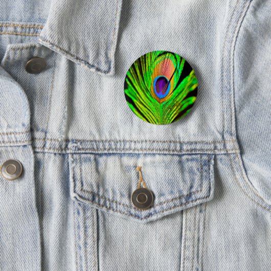 Neon Colors Peacock Feather Button (Beispiel)