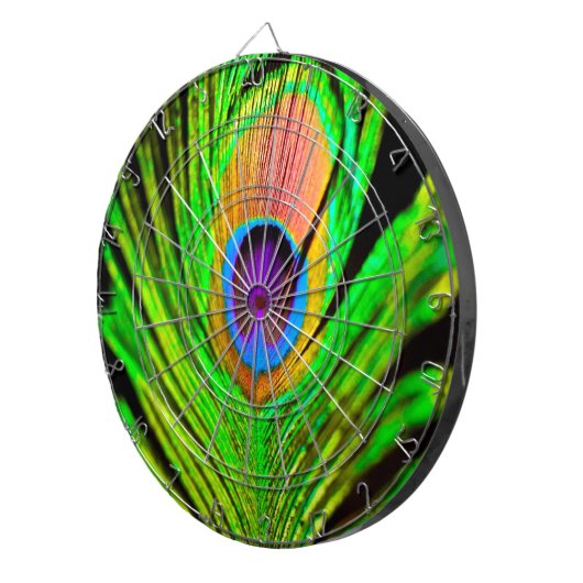 Neon Colors Peacock Feather Dartscheibe (Vorderseite rechts)