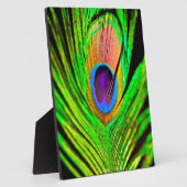 Neon Colors Peacock Feather Fotoplatte (Seite)