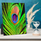 Neon Colors Peacock Feather Fotoplatte (Seite)