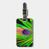 Neon Colors Peacock Feather Gepäckanhänger (Vorderseite vertikal)