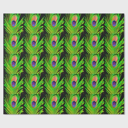 Neon Colors Peacock Feather Geschenkpapier (Flach)