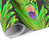 Neon Colors Peacock Feather Geschenkpapier (Rolleneckpunkt)