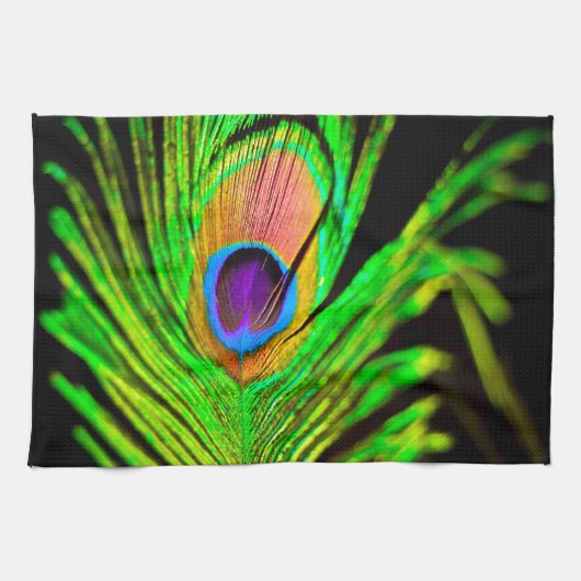 Neon Colors Peacock Feather Handtuch (Horizontal)