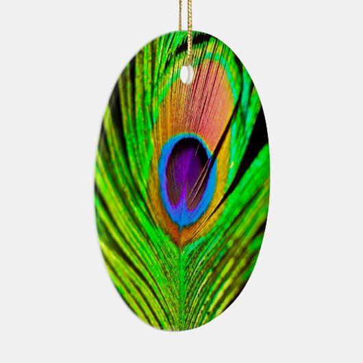 Neon Colors Peacock Feather Keramikornament (Rechts)