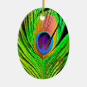 Neon Colors Peacock Feather Keramikornament (Vorne)