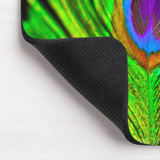 Neon Colors Peacock Feather Mousepad (Ecke)