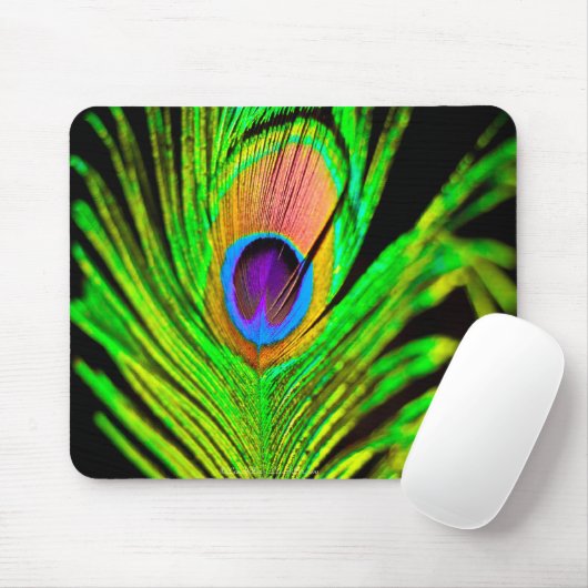 Neon Colors Peacock Feather Mousepad (Mit Mouse)