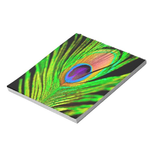Neon Colors Peacock Feather Notizblock (Rotiert)