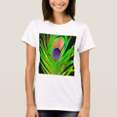 Neon Colors Peacock Feather T-Shirt (Vorderseite)
