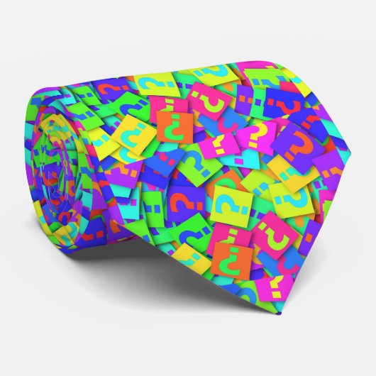 Neon Colors Question Mark Necktie Krawatte (Gerollt)