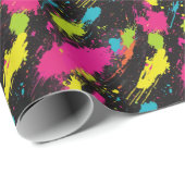 Neon Colors Retro Paint Spritzer Geschenkpapier (Rolleneckpunkt)