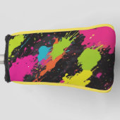 Neon Colors Retro Paint Spritzer Golf Headcover (Vorderseite)