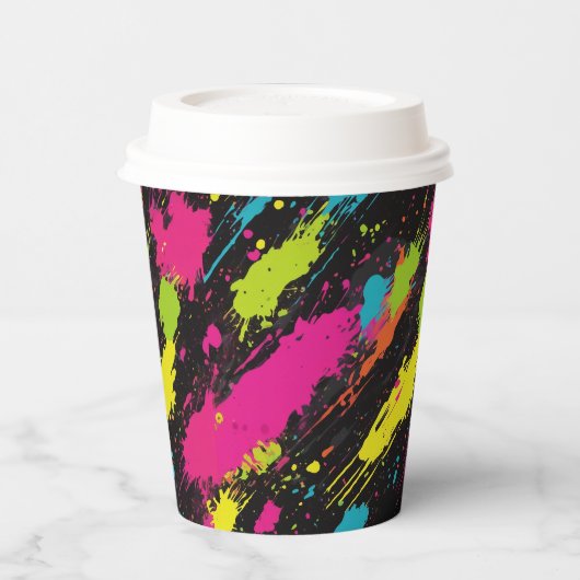 Neon Colors Retro Paint Spritzer Pappbecher (Links)