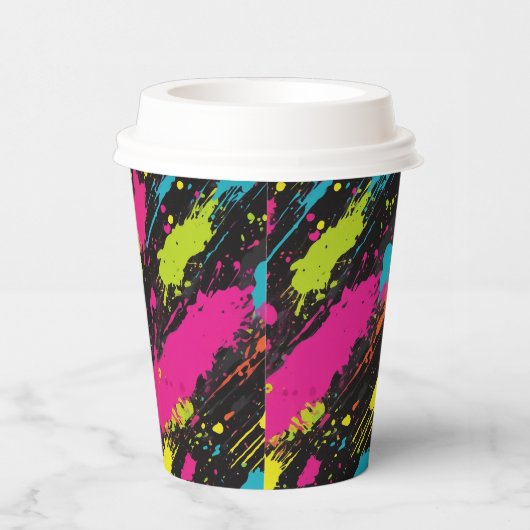 Neon Colors Retro Paint Spritzer Pappbecher (Rechts)