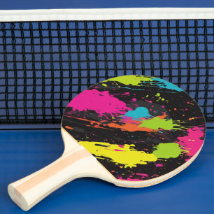 Neon Colors Retro Paint Spritzer Tischtennis Schläger