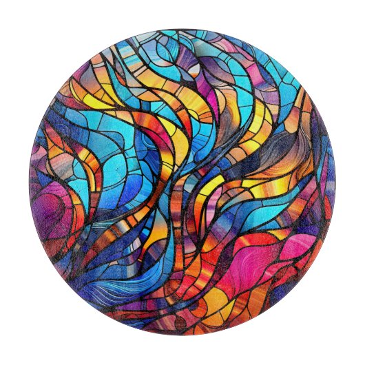 Neon Colors Stated Glass Cutting Board Schneidebrett (Vorderseite)