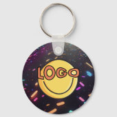 Neon Confetti Blacklight Custom Business Logo Schlüsselanhänger (Rückseite)